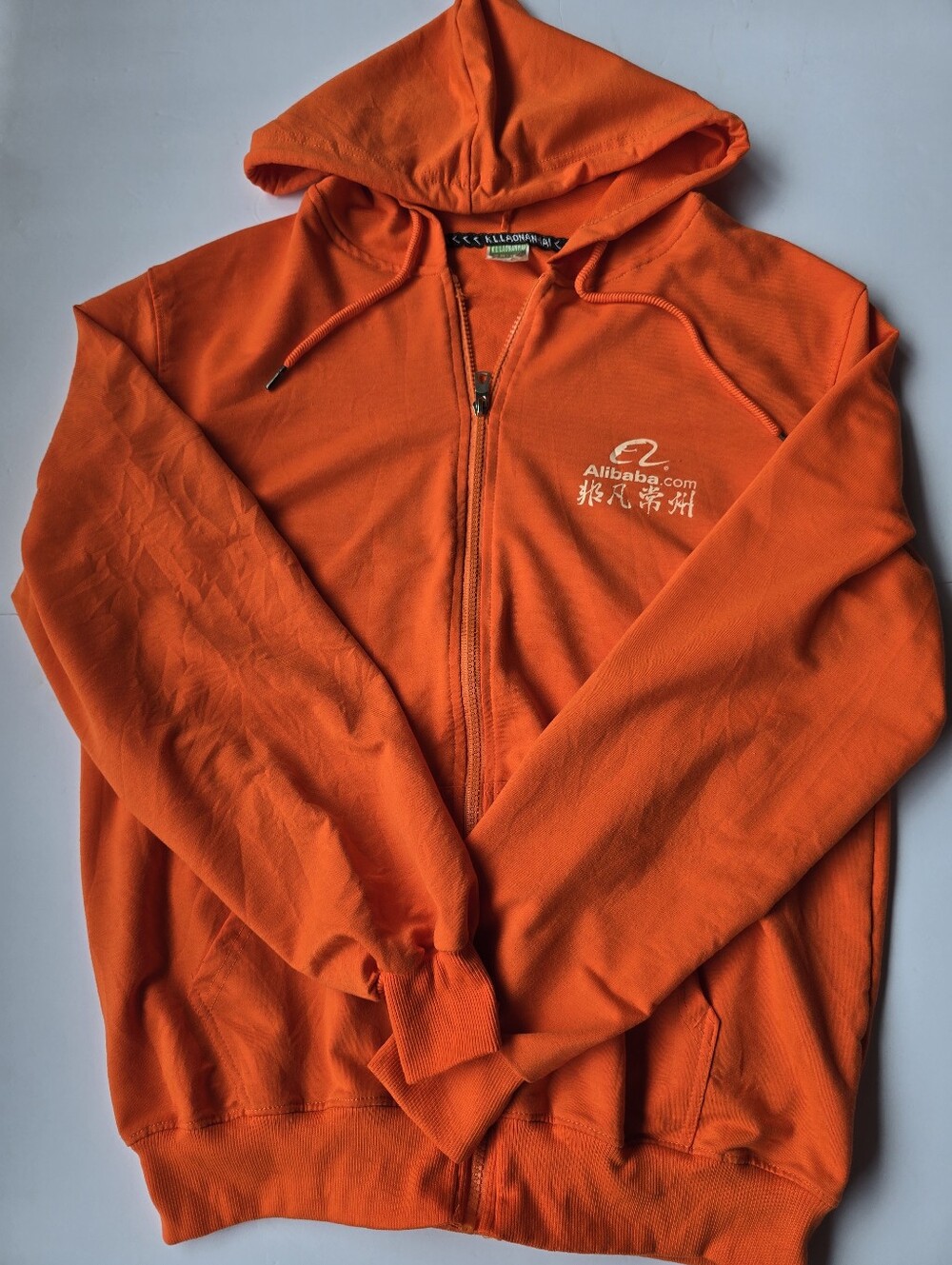 Alibaba Orange Zip-Up Hoodie for Men US Sz Large Pls See Measurements